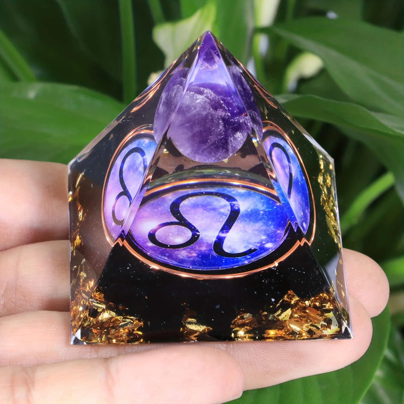 Twelve Constellations Orgone Pyramid Taurus/Scorpio/Leo/Pisces/Cancer/Virgo/Libra/Aries/Gemini/Aquarius Amethyst Peridot Healing