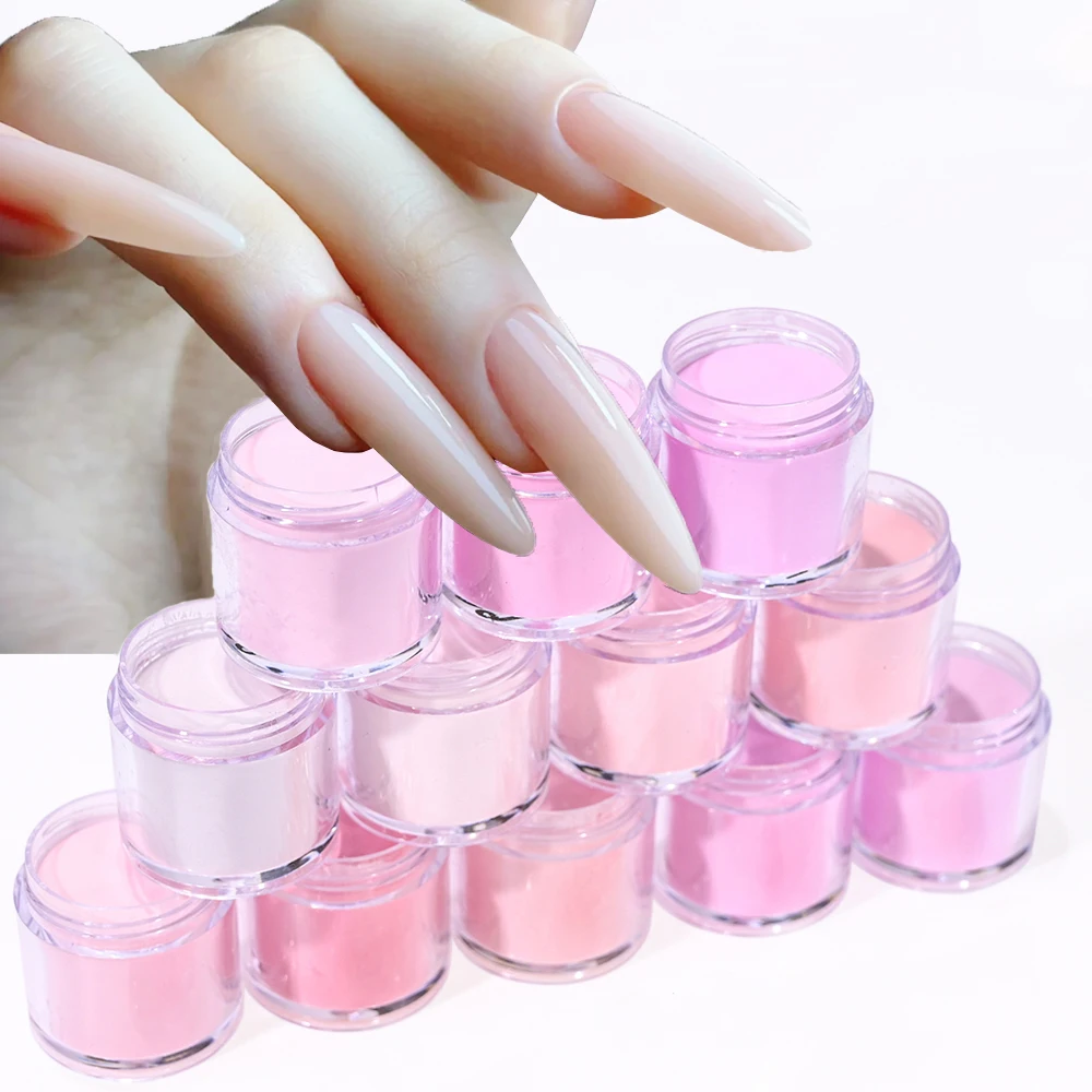 10 g/scatola Nude Pink polvere acrilica per Crystal Nail Extension Builder professionale Arving incisione immersione polvere polimerica polveri