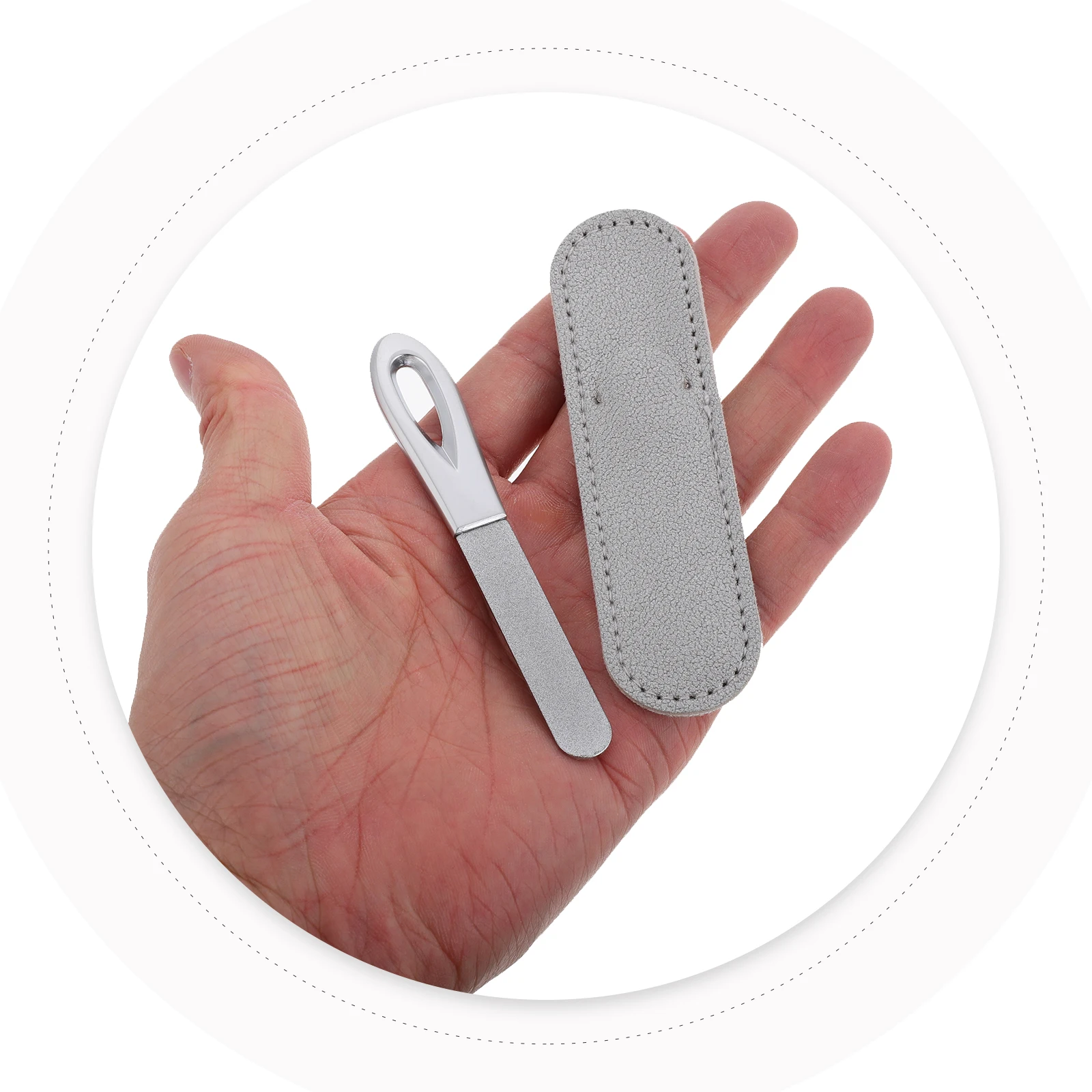 

Nail Grinder File Double Sided Fingernail Silver Zinc Aluminum Anti-slip Handle Travel