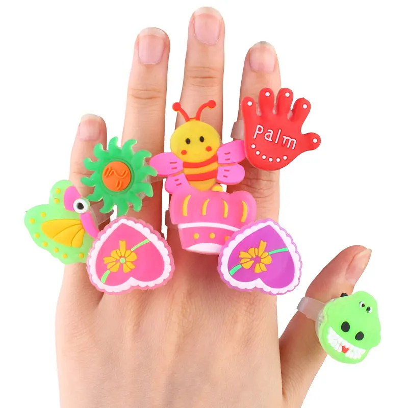 Cartoon Glowing Ring Juguetes Soft Glue Finger Light Flash Colorful Luminous Ring Party Bar Dress Up Kids Toys