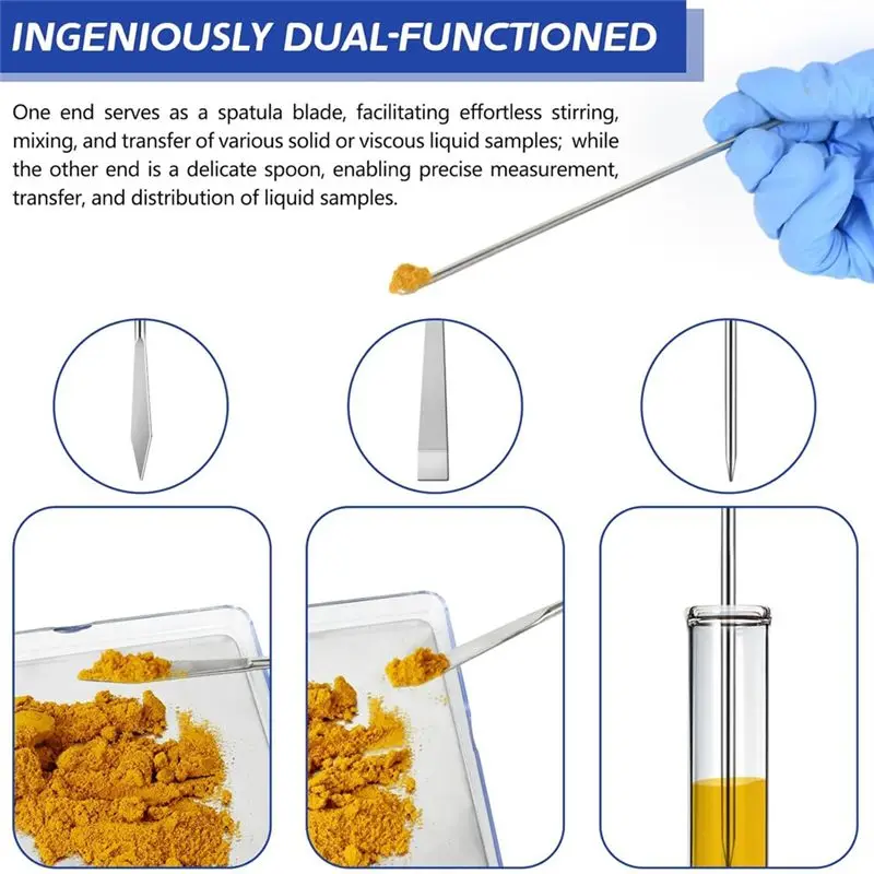 AEE8-12Pcs Stainless Steels Lab Spoon Spatula Laboratory Sampling Spoon Mixing Spat Sets Working Scraper Laboratory Equipment