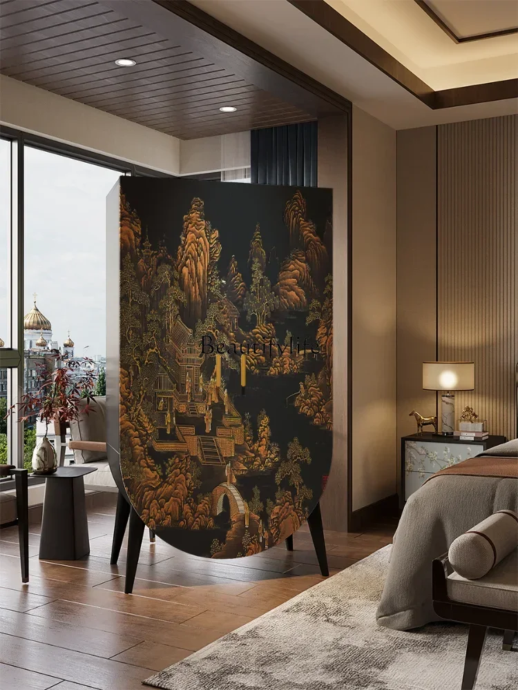 

New Chinese wardrobe bedside solid wood high cabinet storage multi-layer