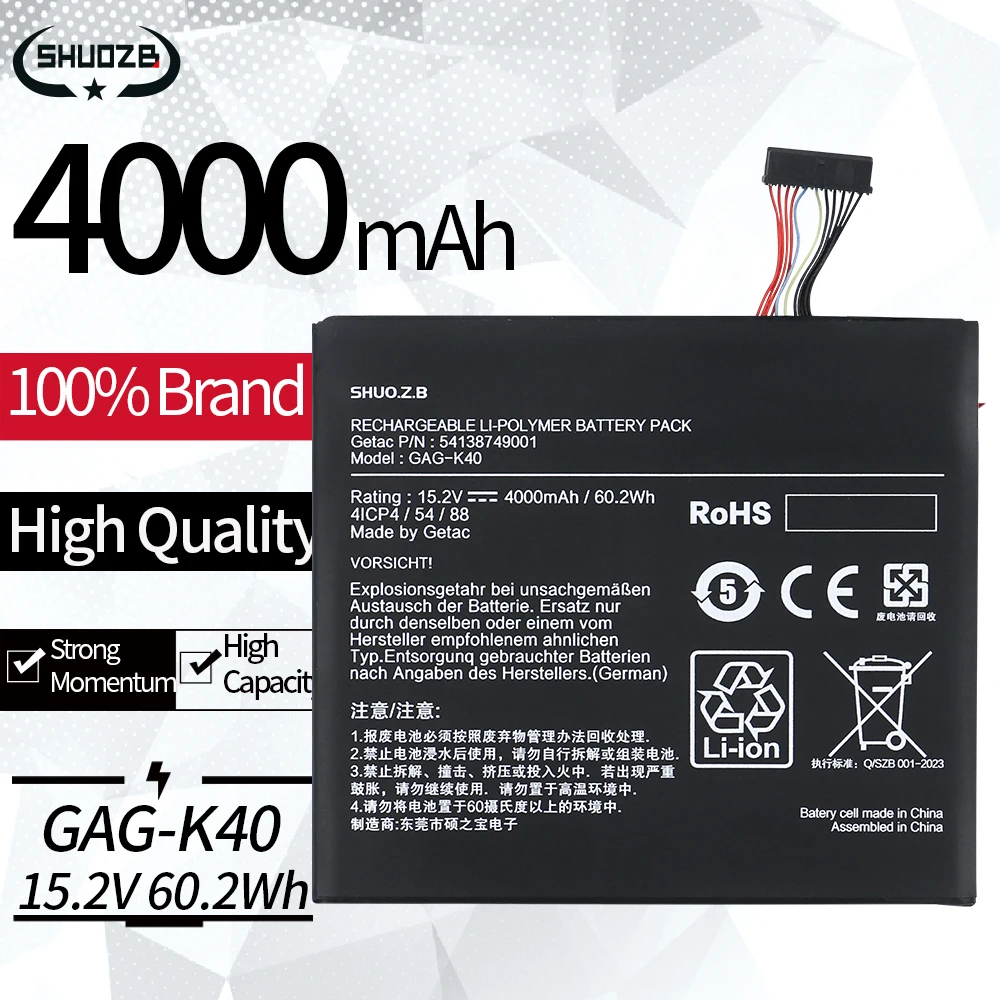 New GAG-K40 541387490001 Laptop Battery For Getac G-Style Series 4ICP4/54/88 15.2V 60.2WH 4000MAH