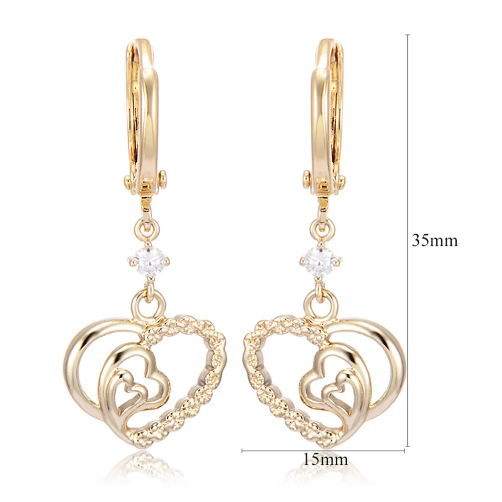 

1Pair Women Zircon Earrings Simple Multi Heart Shape Hollow Hanging Ear Ear Jewelry Decor (Gold)