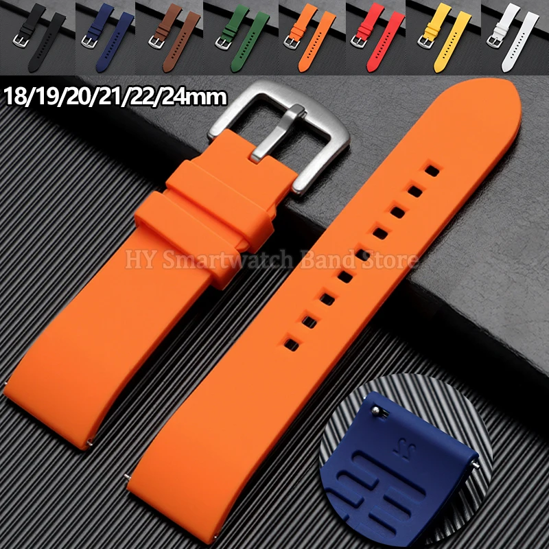 Correa de reloj de silicona impermeable de 18mm, 19mm, 20mm, 21mm, 22mm y 24mm para Rolex, Omega, Casio, correas suaves de liberación rápida