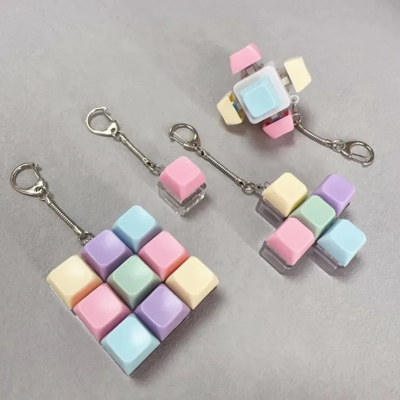 Fidget Decompression 1/4/9 Keyboard Key Toy Anti Stress Finger Keyboard Games For Adults Antistress Toys Boys Girls Keychain