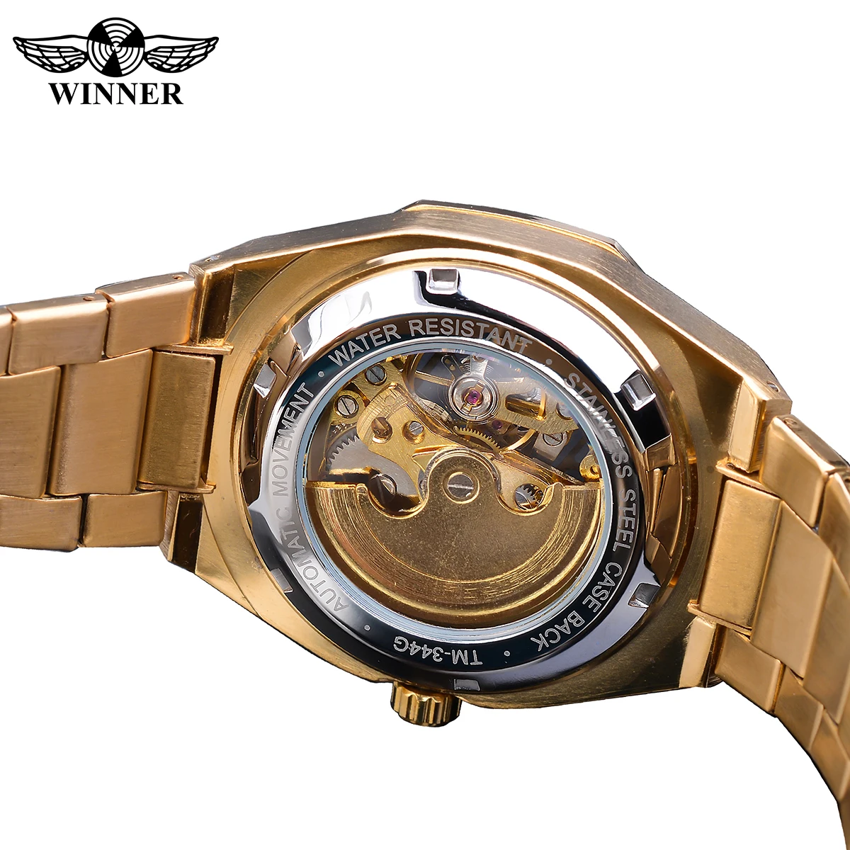 Winner Top Brand Irregular Dial Sport Metal Steampunk Men Automatic Mechanical Black Golden Stainless Steel Waterproof Watches