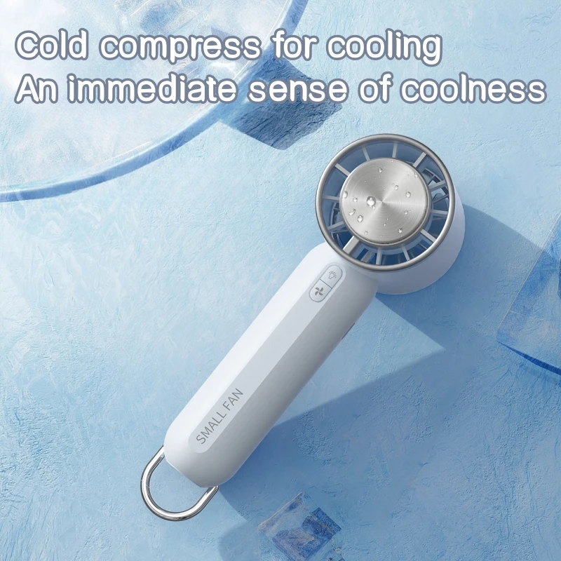 Mini Handheld Small Fan Cold Compress Air Cooling Fan for 2000mAh USB Charging Electric Handy Fan Flashlight for Outdoor Camping