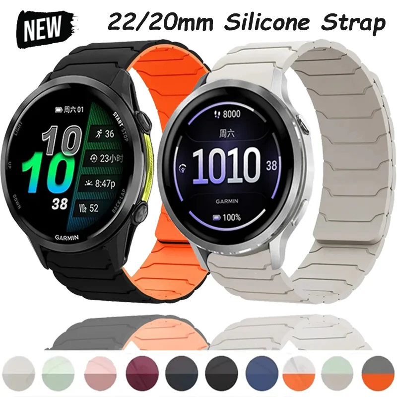 20mm 22mm Silikonarmband für Garmin Forerunner 570 970 265 965 165 55 Magnetisches Armband Garmin Venu 4/3 Vivoactive 6/Active 6 5