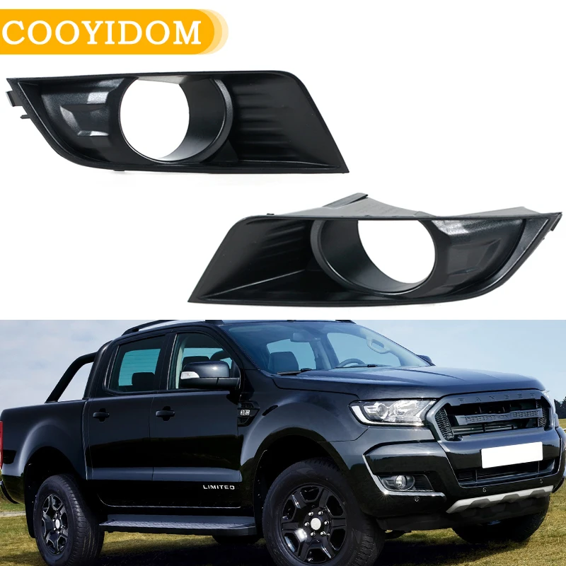 1 Pair Car Fog Light Grill Bumper Fog Lamp Grill Frame Panel Cover For Ford Ranger pickup 2015 Chrome Front Fog Light Trim Cover