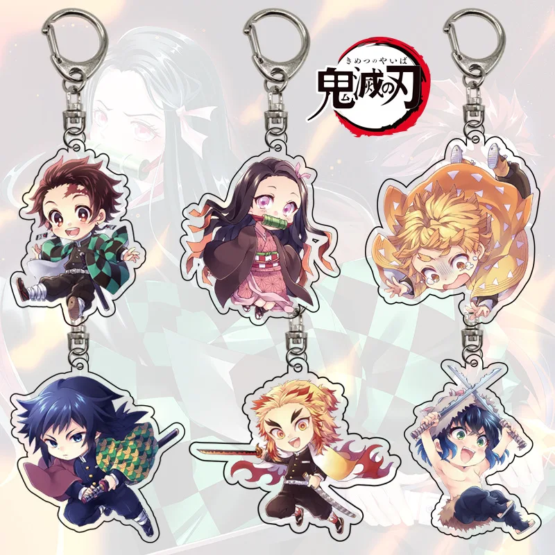 Demon Slayer Acrylic Keychain Transparent Double Sided Pendant Anime Peripheral Ornament Accessories Friends Girl Gift Choice