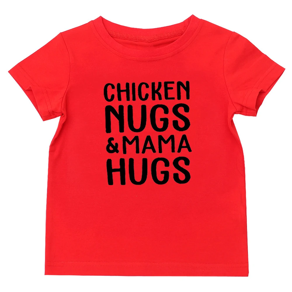 Chicken Nugget Mama Hugs Toddler Shirt, Cute Funny Graphic Cotton Tee for Baby Boy Girl Kids Clothing Gift