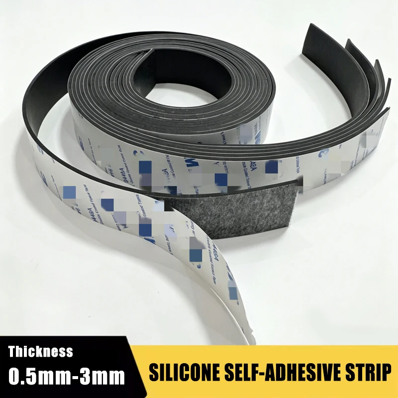 1-5Pcs Thickness 0.5mm-3mm Black Silicone Rubber Self Adhesive Seal Gasket Anti-skid Shock Absorption Resistant Sealing Strip