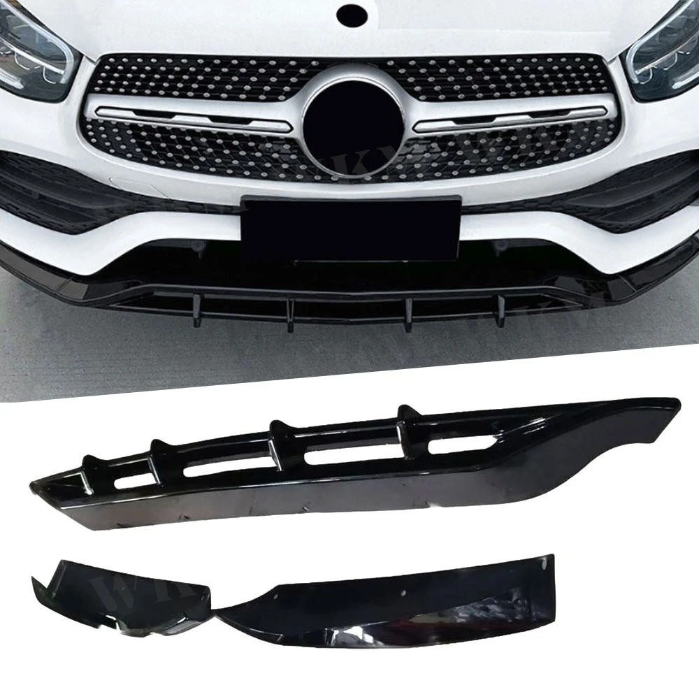 

Передний бампер автомобиля, диффузор для губ, боковые разветвители, глянцевый черный для Benz GLC X253 GLC200 260 300 2020-2022, карбоновые автомобильные аксессуары