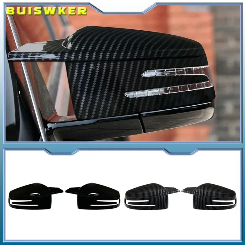 

1 Pair Rearview mirror cover Wing cover For Mercedes Benz W176 W246 W212 W204 C117 Carbon fiber glossy black style Car styling