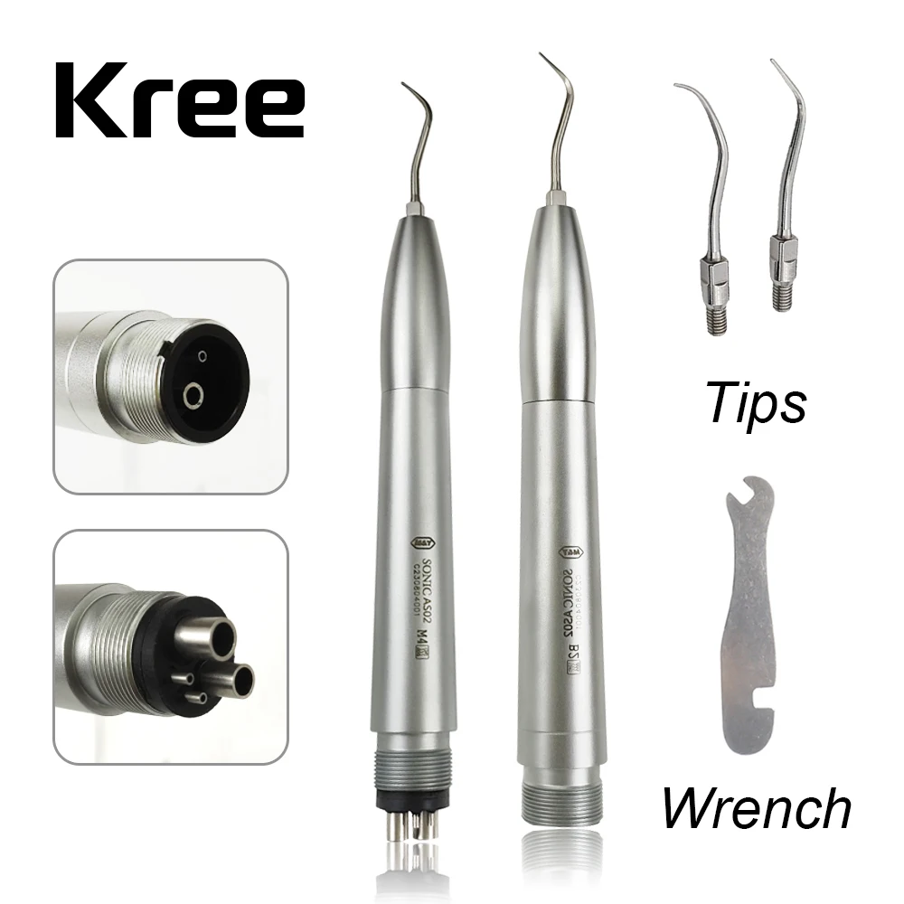 

Dental Ultrasonic Air Scaler With 3 Tips Tooth Calculus Remover CleaningTool 2/4 Hole Handpiece Tooth Cleaner