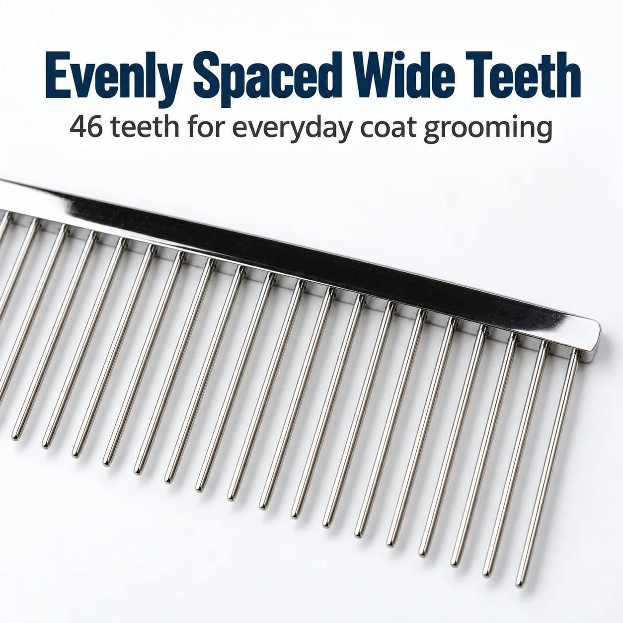 BRAVURA Groom Professional Wide Tooth Pet Comb 46 Teeth Stainless Steel 24cm Dog Cat Grooming Tool for Detangling Fluffing Deshe