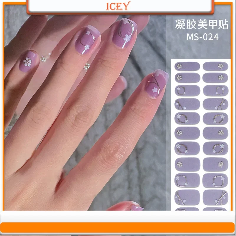 ICEY BEAUTY-Autocollants pour ongles en gel, 1 ensemble, pâte d'amélioration, style ins, dorure laser