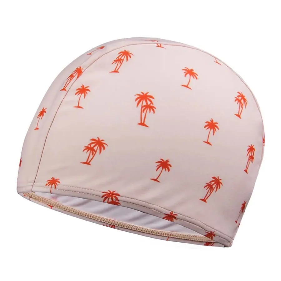 

Kids Elastic Swimming Cap Cloth Febric Swim Caps Pink Coco Printed Bathing Caps