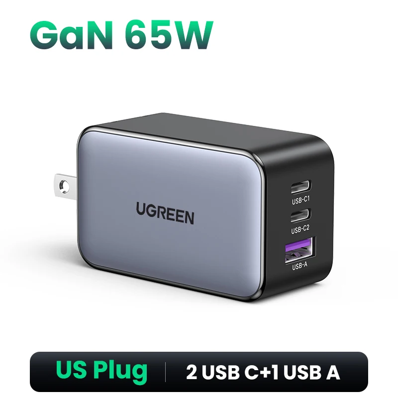 Ugreen 65W Gan Charger Quick Charge 4.0 3.0 Type C Pd Usb Charger Voor Iphone 12 13 Pro Max snelle Oplader Voor Laptop Pd Charger
