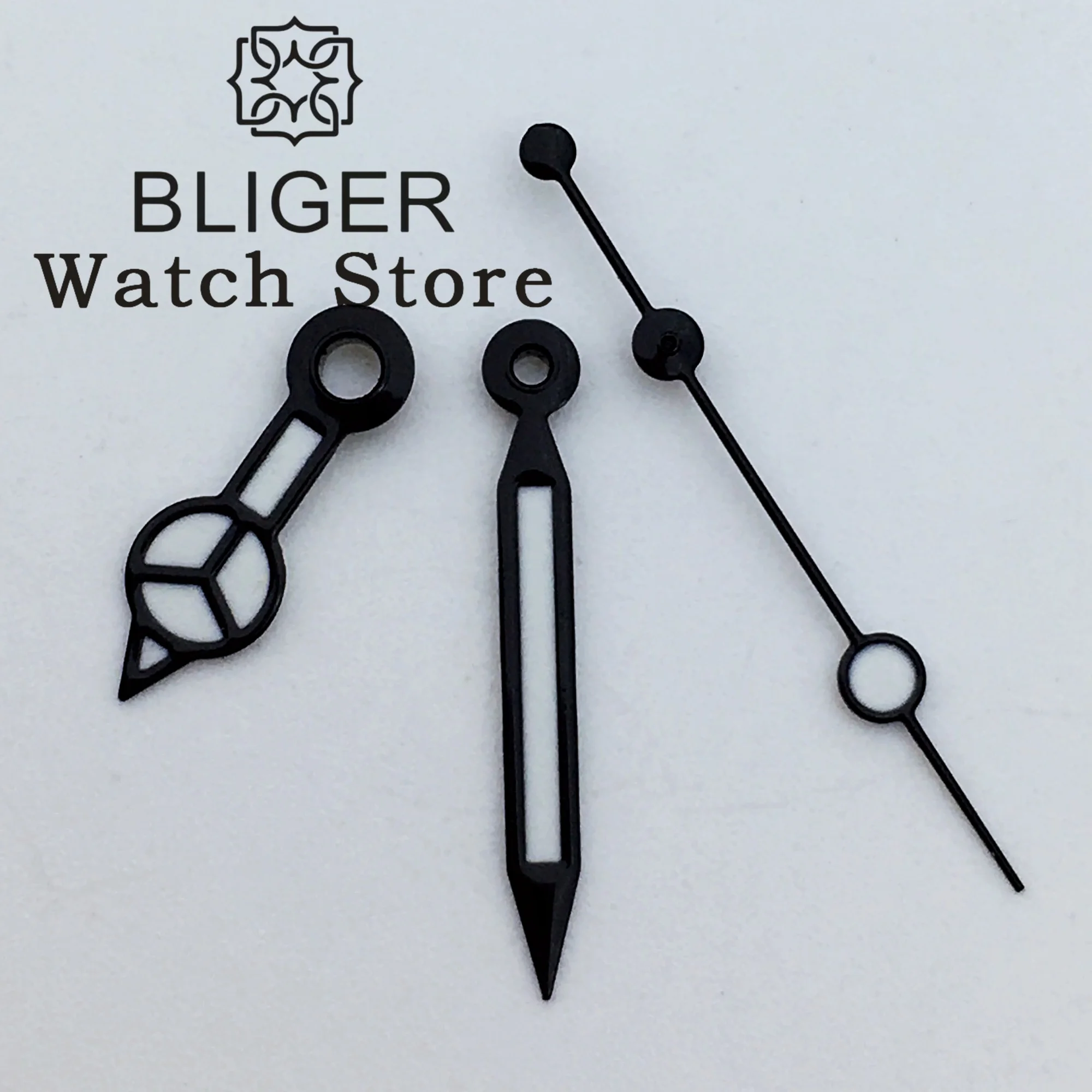 BLIGER-Juego de manecillas de reloj BLIGER, plata, oro, negro, oro rosa, con C3 verde luminoso, accesorios de reloj con movimiento Ronda 515