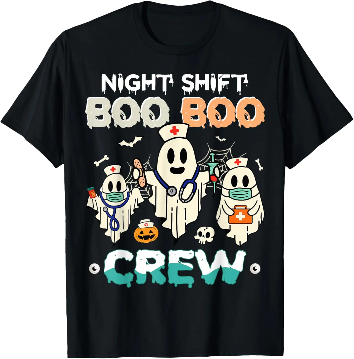 Night Shift Nurse Cute Health Worker Halloween Ghost Nurse T-Shirt