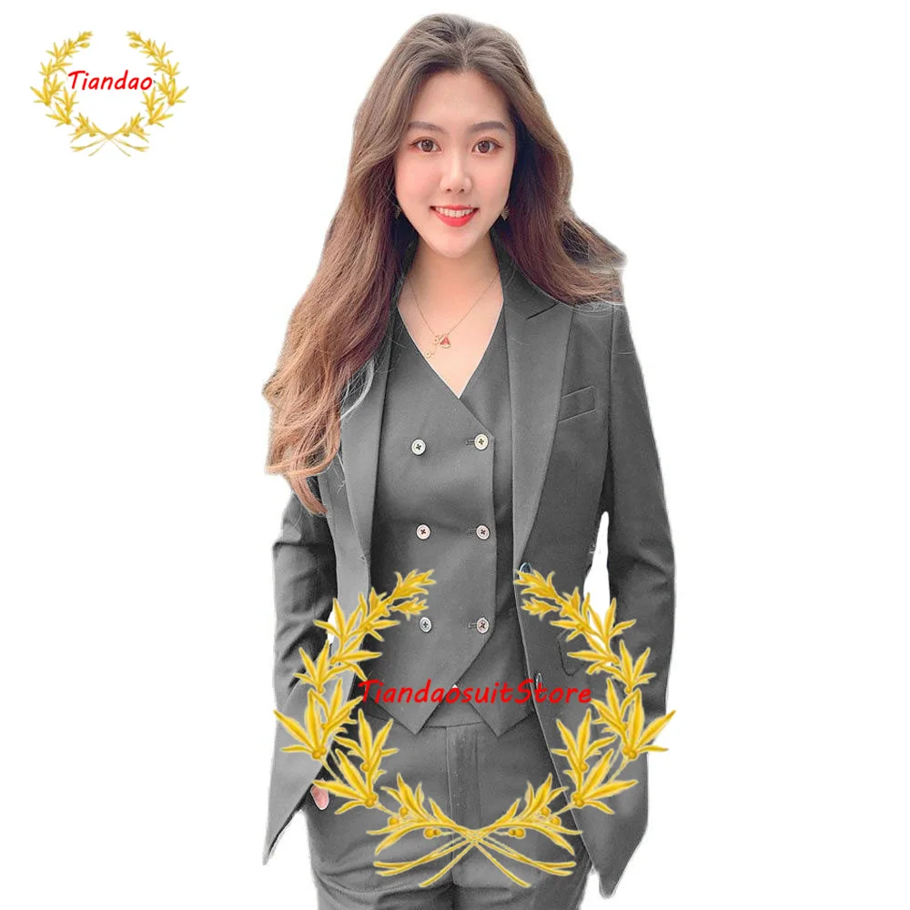 Traje de negocios para mujer, Blazer, pantalones, chaleco de tres piezas, ropa de trabajo Formal de oficina, esmoquin ajustado, traje de boda para