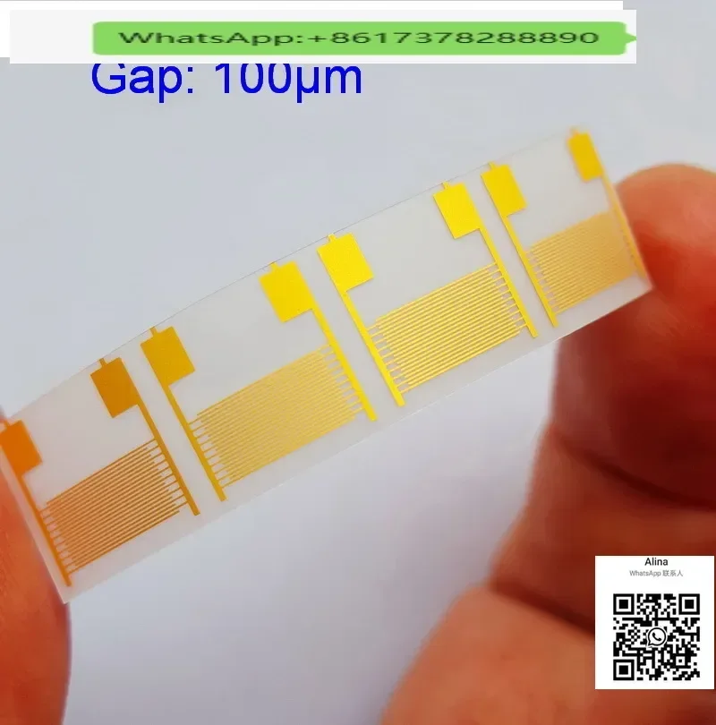 100μm flexible PET interdigitator electrode capacitor array gas biohumidity sensor chip smart wearable