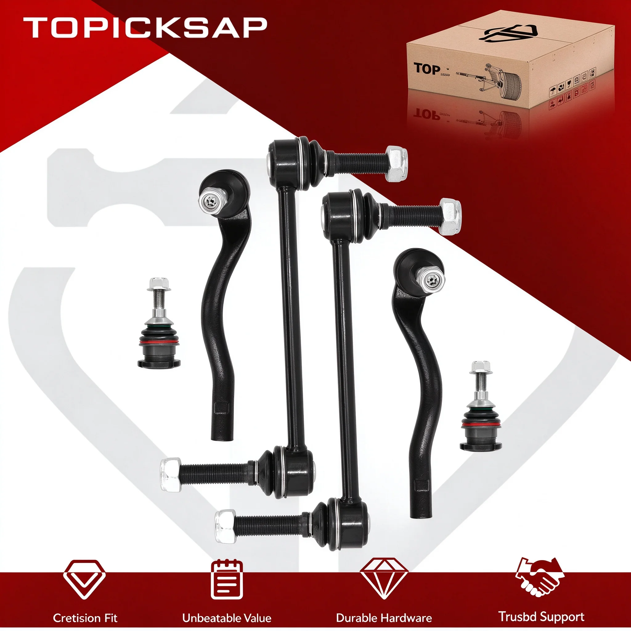 TOPICKSAP 6Pcs Outer Tie Rod End Ball Joint Sway Bar End Link Assembly Kit for Mercedes-Benz GL450 GL550 ML320 2007-2012