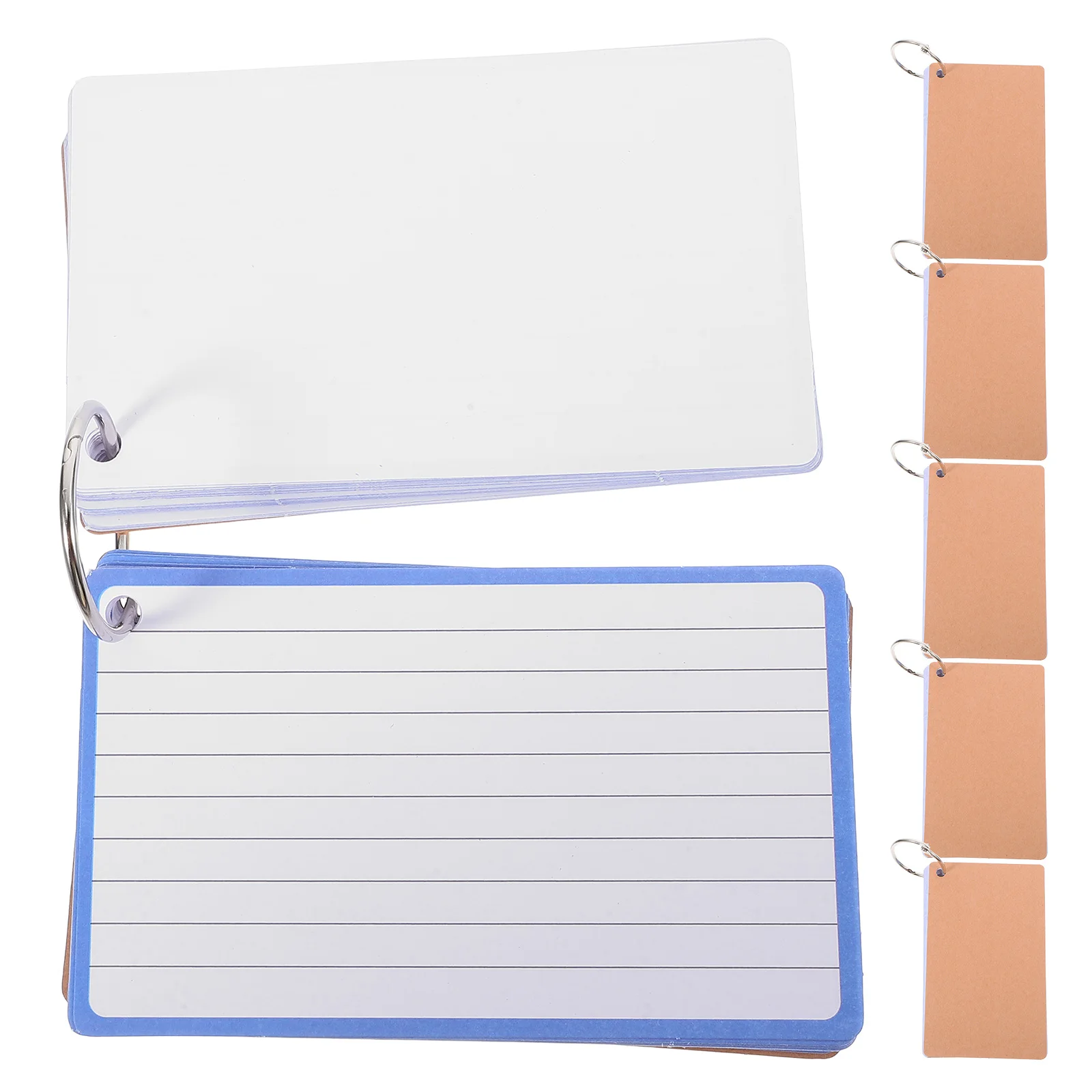 

6pcs Lined Index With Rings Flash For Studying Note Book College School Supplies Words Note Blank Study Cards Notecards Study