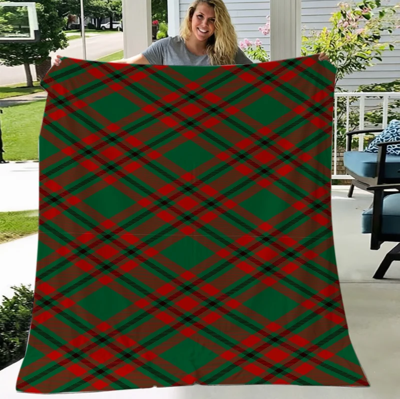 Red Green Christmas Plaid Throw Blanket Sunroom Reading Nook  Blanket Guest Quarters Patio Lounge Living Room Den Bedroom Gifts