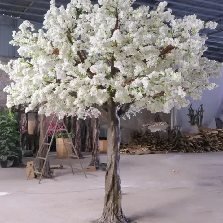 2026 China Manufacturers Wedding Restaurant Decoration 350 CM Large Fake Plastic White Flower Trees Cherry Blossoms Artificial T