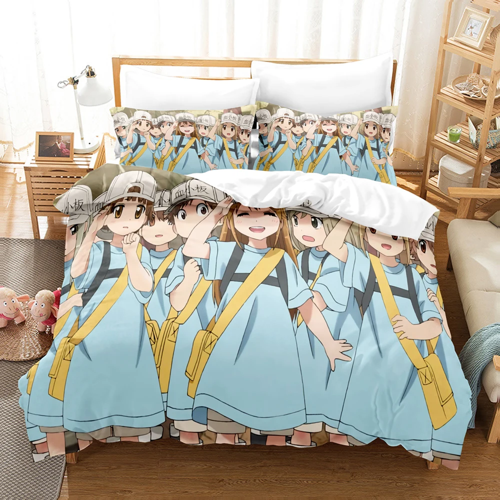 3d Print Cells At Work Cartoon Characters Image Bedding Duvet Covers And Pillowcases Boys And Girls Bedroom Decorative Textiles