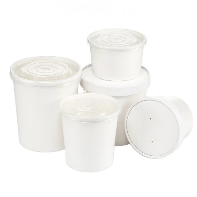 Bols à soupe chauds à emporter de poulet College personnalisés, papier kraft, tasse à soupe avec couvercle en papier, produit personnalisé, 32oz