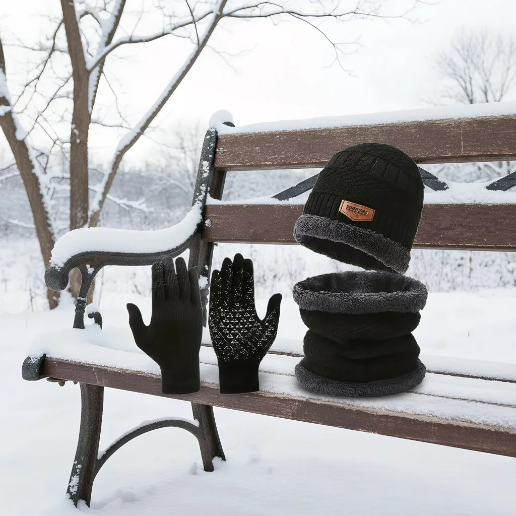 

​​Winter Knit Cap with Scarf - Coral Fleece Riding Hat for Men & Women with Neck Protection​​