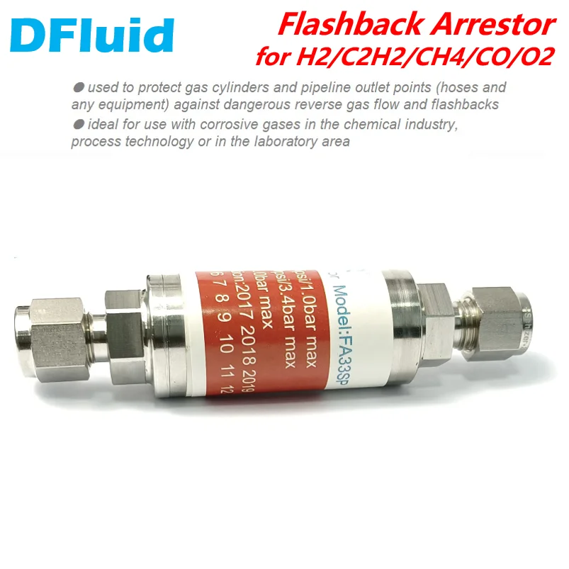 Imagem -03 - Flashback Prendedor Fba Hidrogênio Acetileno h2 C2h2 Ch4 o2 Lpg Polegada Tubo Encaixe de Aço Inoxidável Substituir Wittgas Ss316