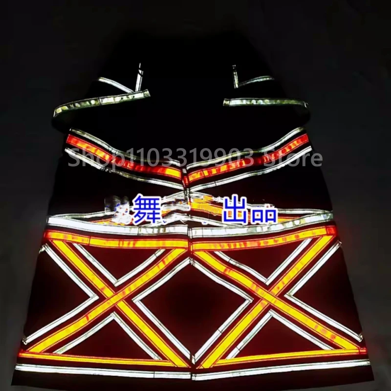 Shuffle Pants Ghost Dance Special Pattern Street Cool Night Vision Phat Pants Luminous Bell-bottoms Reflective Dancing Trousers