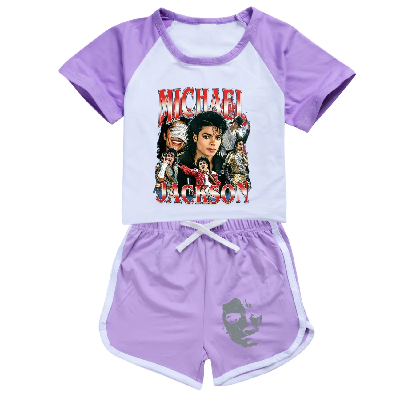 Neue Kinderkleidung Sommer Jungen Michael Jackson Baby Mädchen Sportbekleidungsset Kinder Kurzarm-T-Shirt + Shorts-Set
