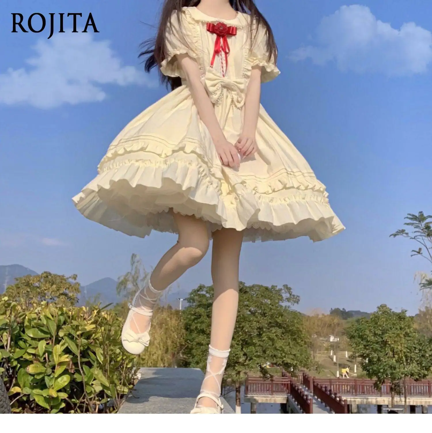 

Платье в стиле Sweet Lolita, японский стиль, новинка лета 2026, с коротким рукавом, для девочек, платье-фея Лолита, стройнящее фигуру