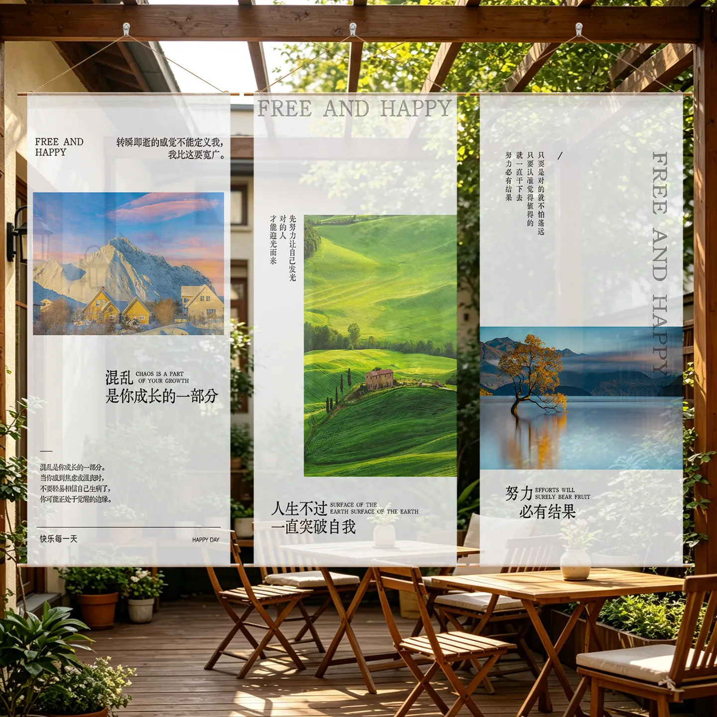 Outdoor Curtain– Nature Forest Print Hanging Room Divider