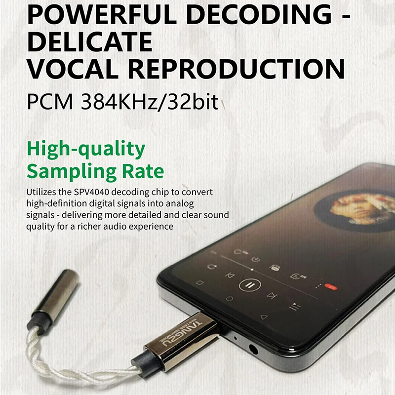 تانغزو يين شيانغ نانغ USB DAC APM مضخم ضوت سماعات الأذن SPV4040 فك رقاقة نوع-C إلى 3.5 مللي متر محول الصوت PCM384Khz/32bit