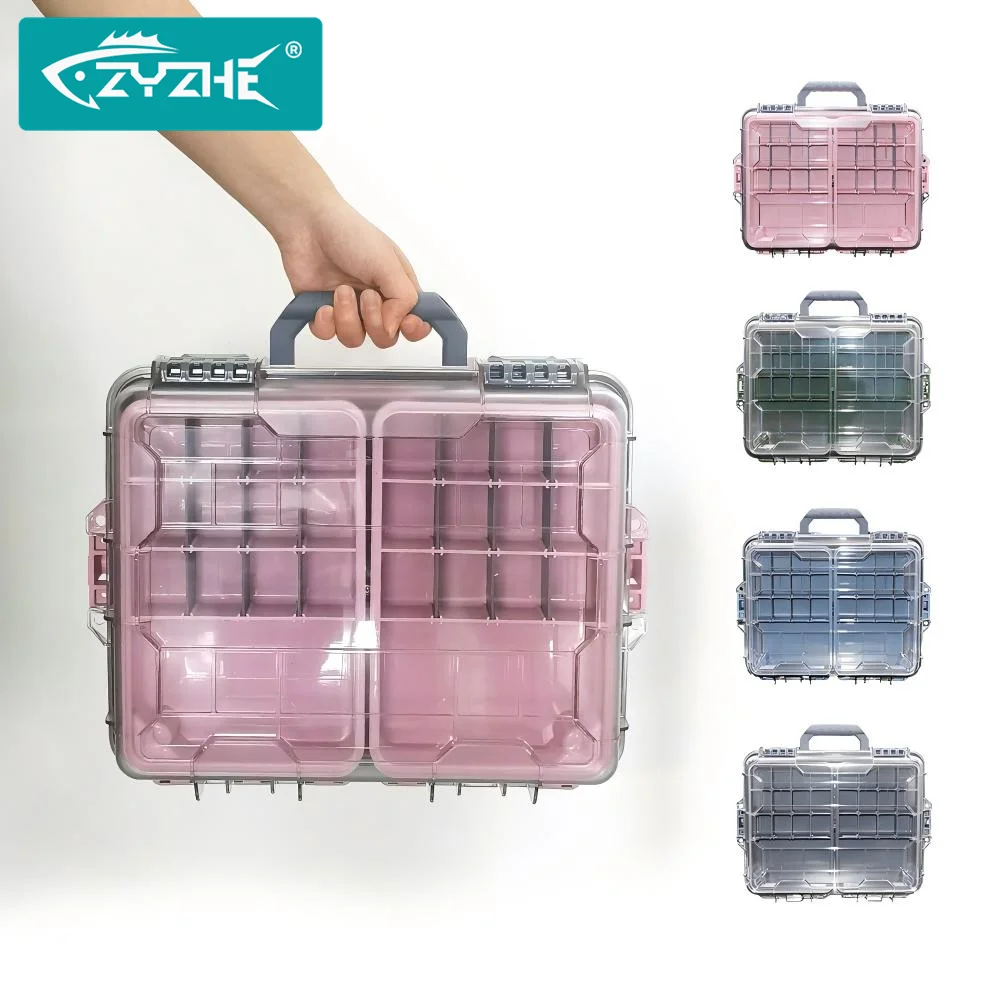 ZYZHE 1 Stück Angelzubehör-Box Multifunktionale Angelwerkzeug-Aufbewahrungsbox Doppelschichtig mit Mehreren Fächern Tackle-Aufbewahrungsbox