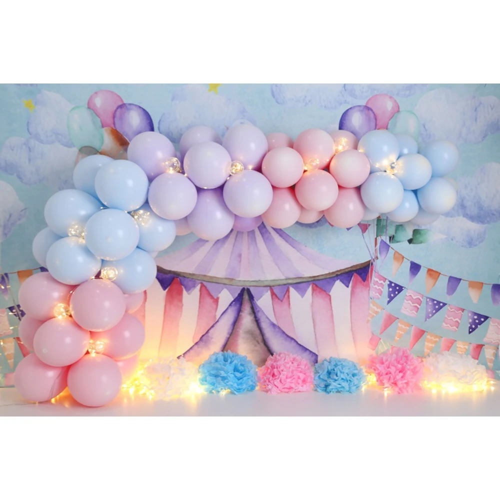 Newborn Baby 1st Birthday Party Backdrop for Photography Colorful Balloon Baby Shower Birthday Cake Smash Photo Background Props