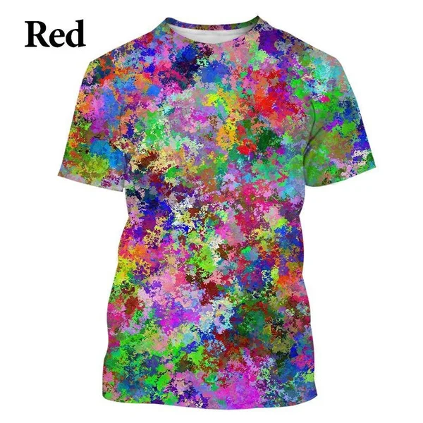 

Colorful Ink Graffiti Men's Fashion T-shirt 3D Printing Cool Casual Short Sleeve Splash Ink Colorful T-shirt