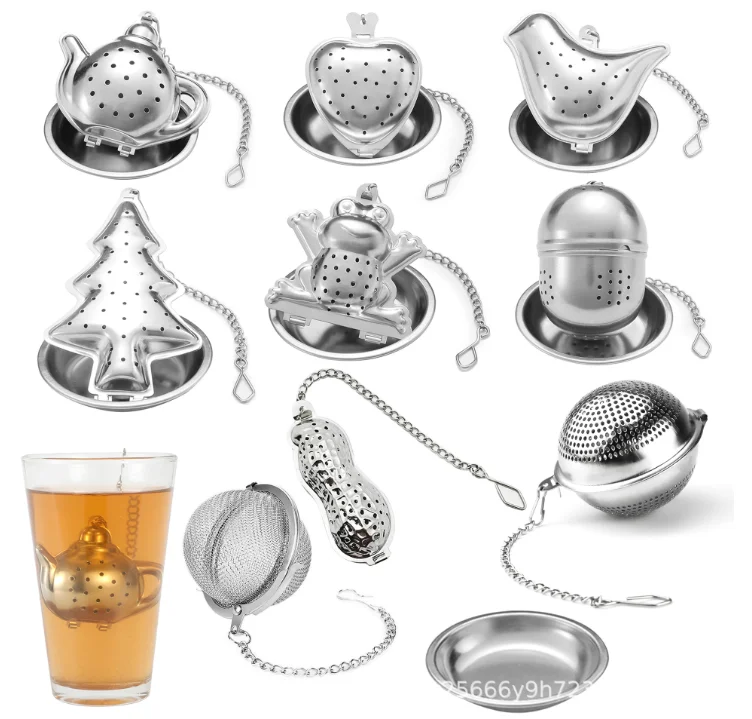 Modern Stainless Steel Hanging Cup Tea Infuser with Dedicated Tray Office Tea Strainer Multiple Patterns for Brewing Gadget