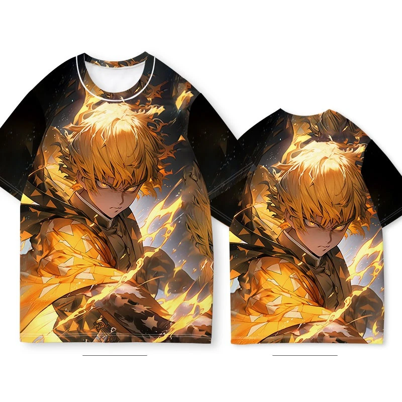Chaud démon Slayer T-shirt été à manches courtes T-shirt hommes mode périphérie Anime 3D imprimé T-shirt ample T-shirt style décontracté