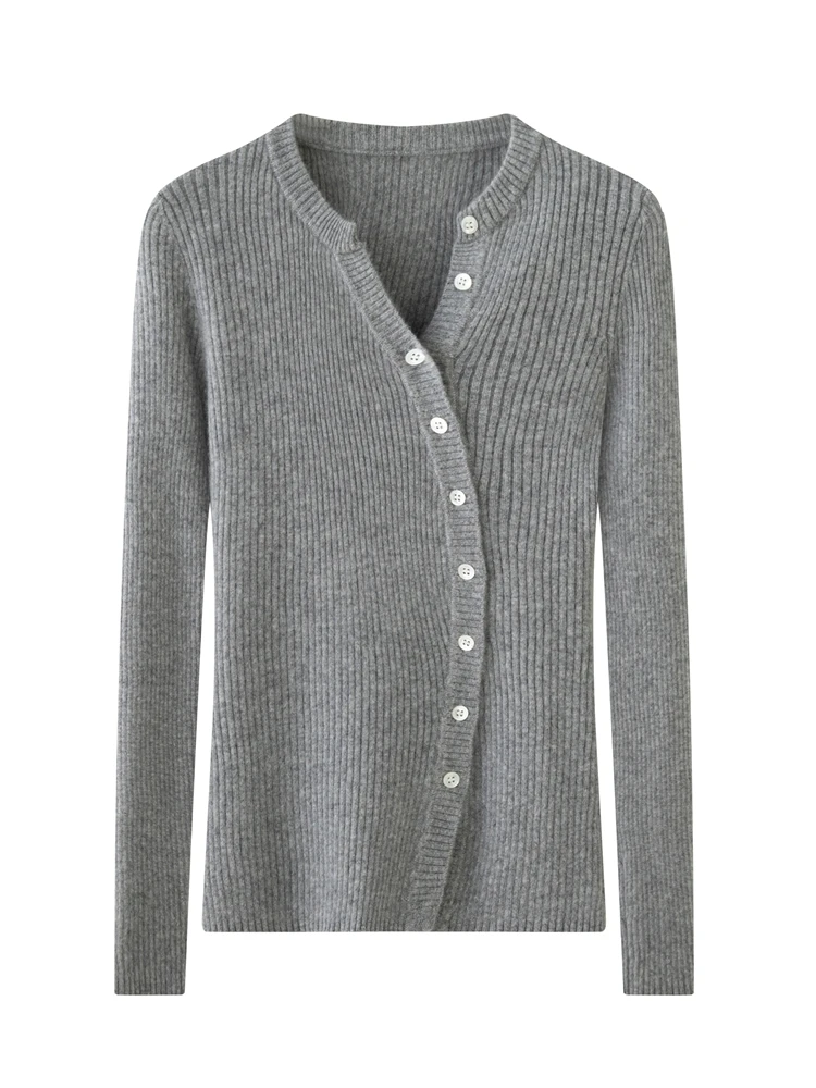 

CHICUU Women's Slim Cardigan 100% Cashmere Sweater Autumn Winter Basic Simple Style Cardigan New Fashion V-neck Long Sleeve Top