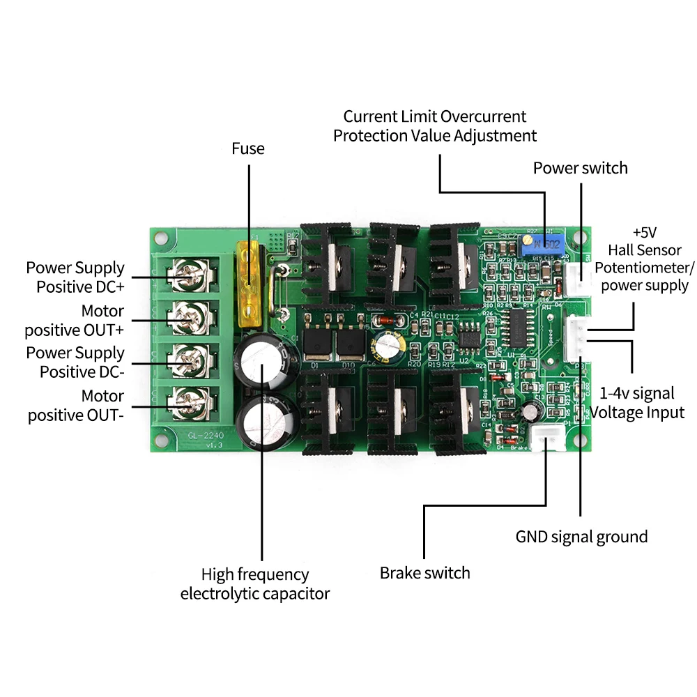 

DC10-50V 20A 1000W Motor Speed Controller PWM Voltage Regulator for Dimming/Speed Regulation/Temperature Regulation