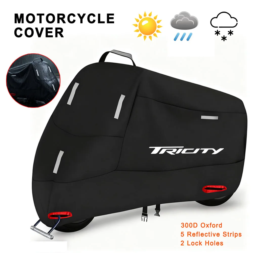 Motorcycle Cover 300D Oxford Waterproof Outdoor Snow Dust UV Protection for Tricity 125 2014-2025 Tricity 155 2016-2025
