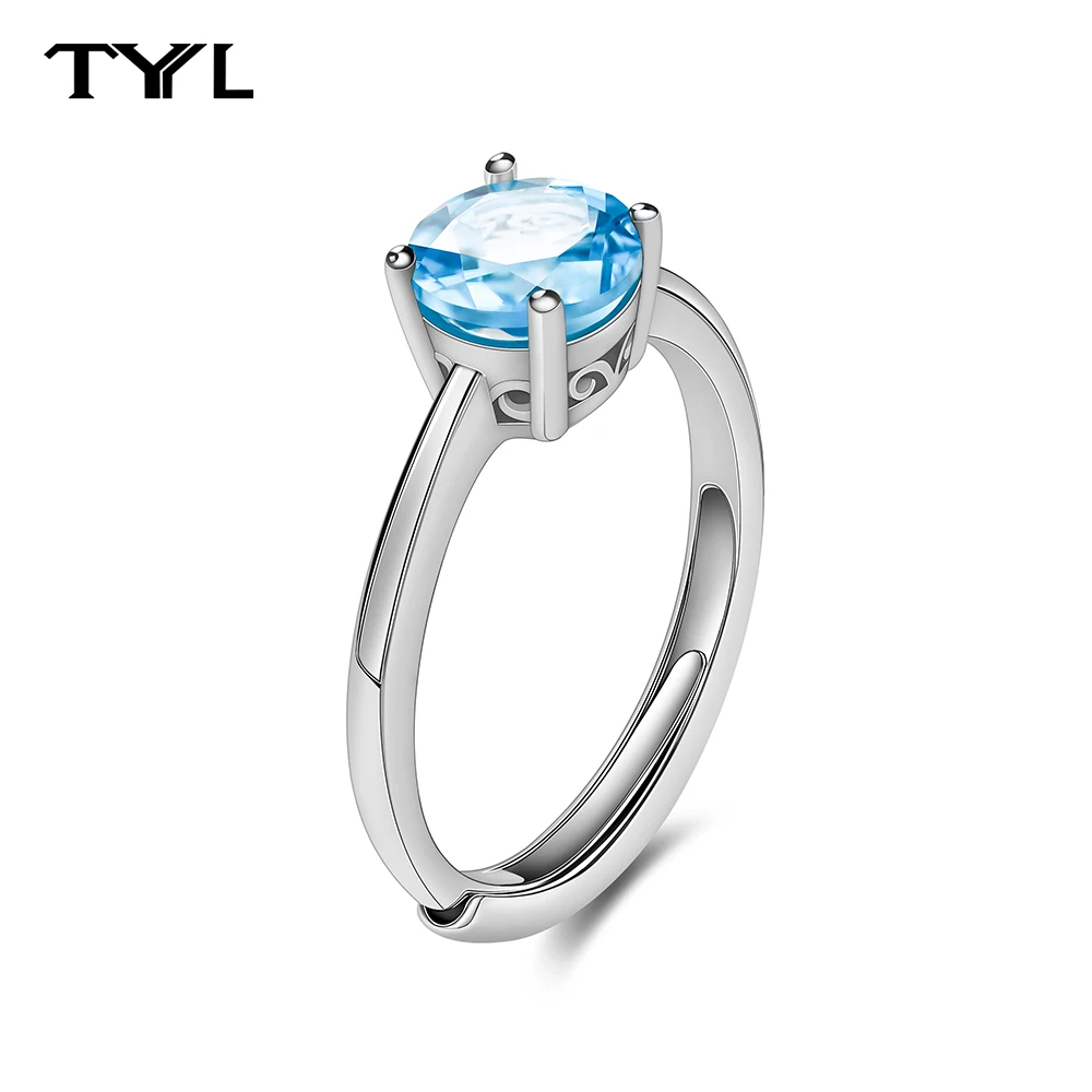 

TYYL 925 Sterling Sliver Simple Birthstone Adjustable Size Eternity Ring Promise Stackable Finger Ring Wedding Gift for Women